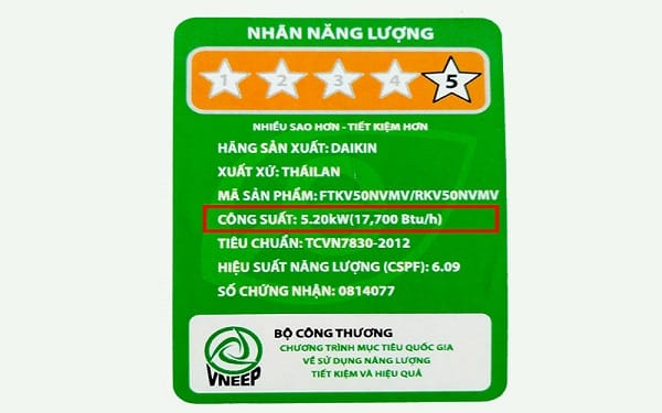 Công suất của máy lạnh thường được đo bằng đơn vị kW hoặc BTU/h